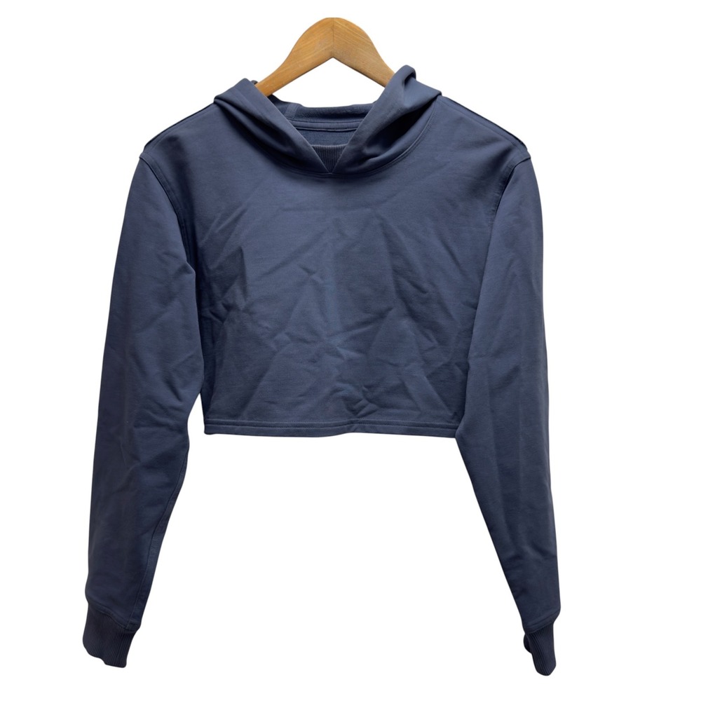 Lululemon Women's Size 2 Slate Blue Cropped All Yours Hoodie Pullover Shirt euc